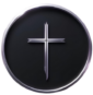 everfaith logo circle with cross dark black and silver aesthetic